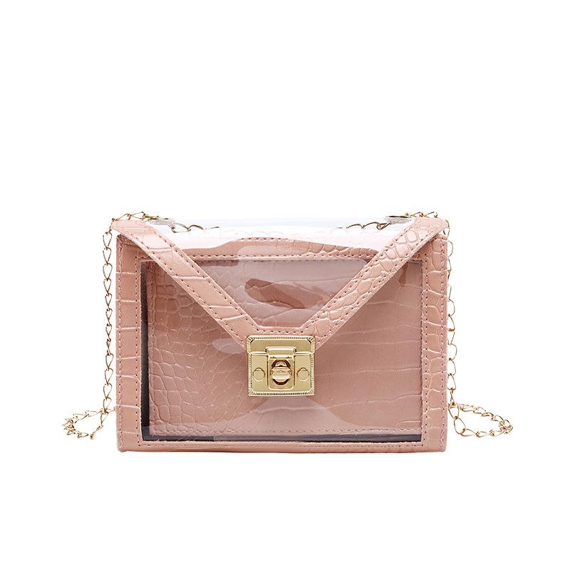 Sac bandoulière Vento Marea en alligator pour femme, collection 2020, avec chaîne, en PVC transparent, idéal pour l'été et la plage.