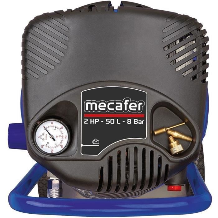 Vertical compressor - MECAFER - 425790 - 50 L - Blue coaxial - Oil-free