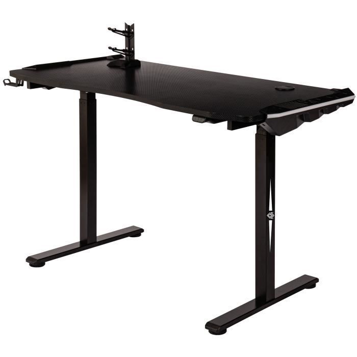 Scrivania da gaming elettrica CGM - Regolabile in altezza - Supporto per controller - Illuminazione RGB - L120xP60xA73-121 cm