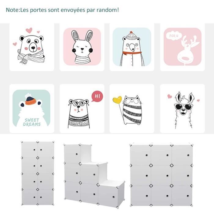 Armario modular infantil con 12 cubos, ideal para guardar juguetes, ropa, zapatos y mochilas escolares.
