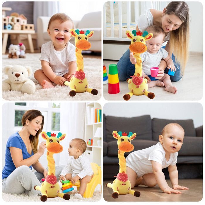 Giraffa musicale: canta, balla e ripeti i testi. Peluche giraffa danzante. Giraffa musicale luminosa con 10 canzoni.