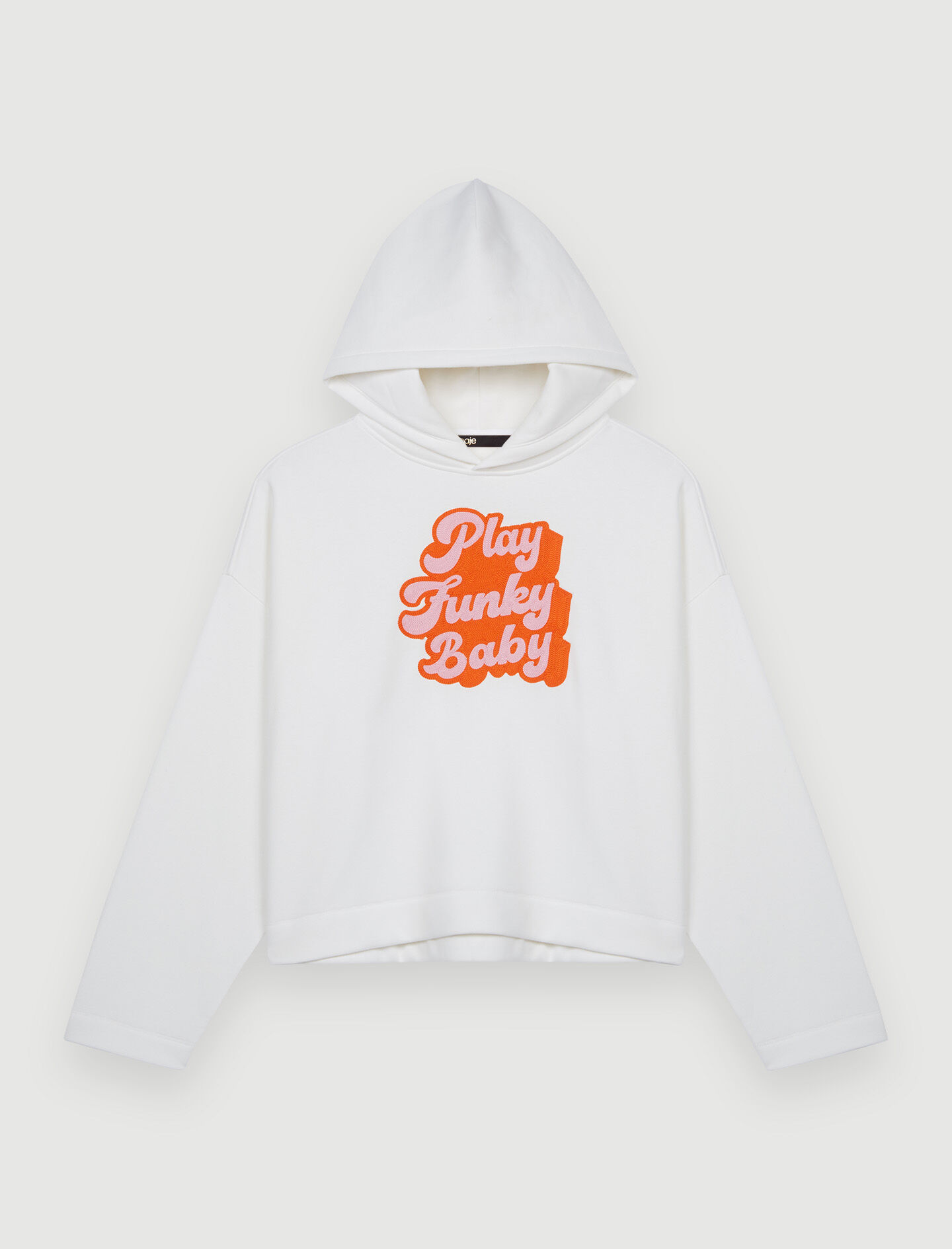 Sweatshirt met borduursels uit de jaren 70 - Wit
