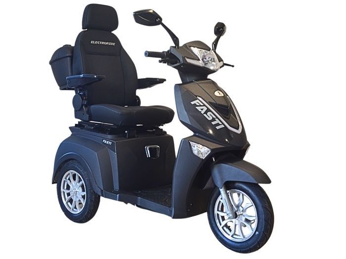 Scooter eléctrico Electroride FATI 3 max de 1000 vatios para personas con movilidad reducida, color negro con techo.