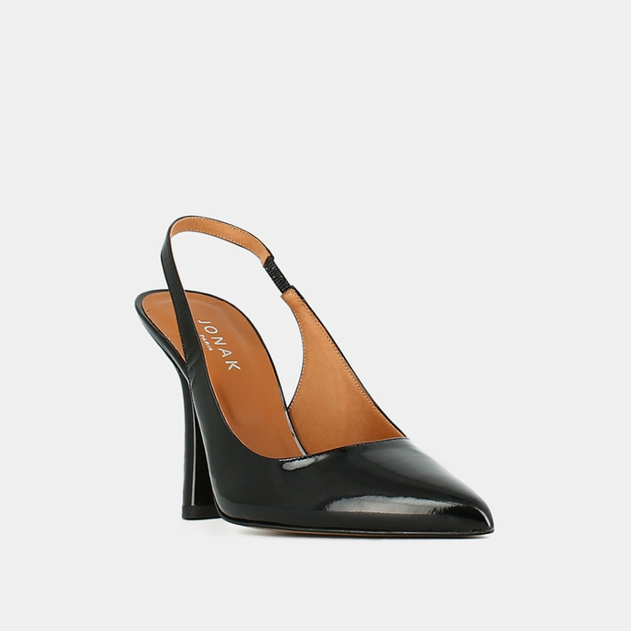 Escarpins slingback à bouts pointus  en vernis noir