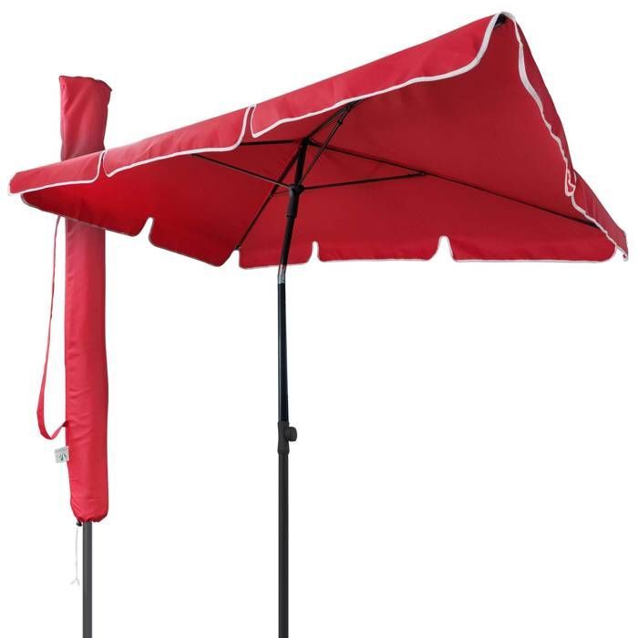 Sombrilla rectangular inclinable VOUNOT® 200x125cm Roja - Altura y ángulos ajustables - Funda protectora