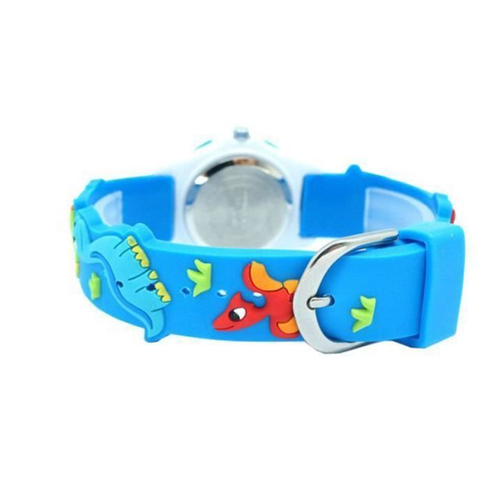 Reloj infantil SHARPHY para niños, bonito reloj de dinosaurio a la moda, azul, resistente al agua, correa de silicona.