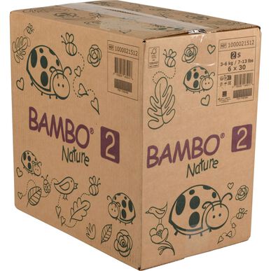 Bambo Nature gutter og jenter 0 % parfyme miljøvennlige bleierpakke, størrelse 2, 3–6 kg, 180 enheter.