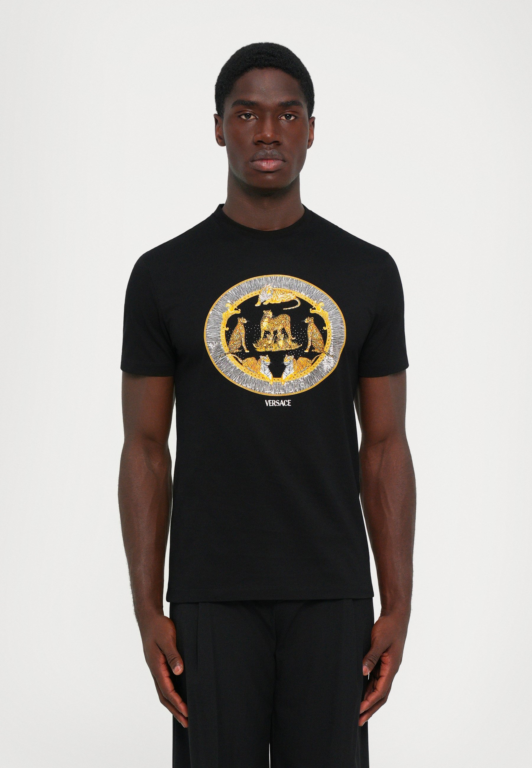 Versace COMPACT WILD CATS PRINT - T-shirt met print - zwart
