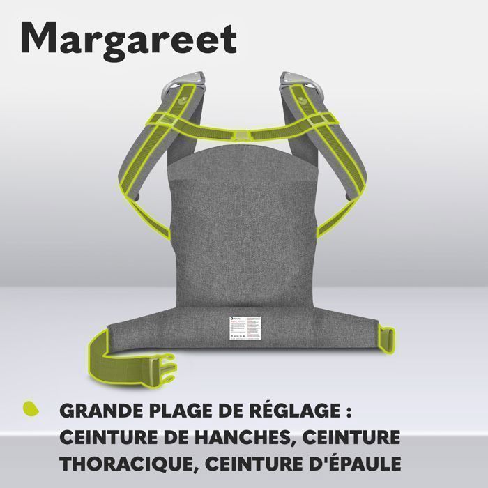 LIONELO Margarete Ergonomisk Babybæresele - Foran/Bagpå - Bomuld - 3 Positioner - Op til 20 kg - Pose - Grå
