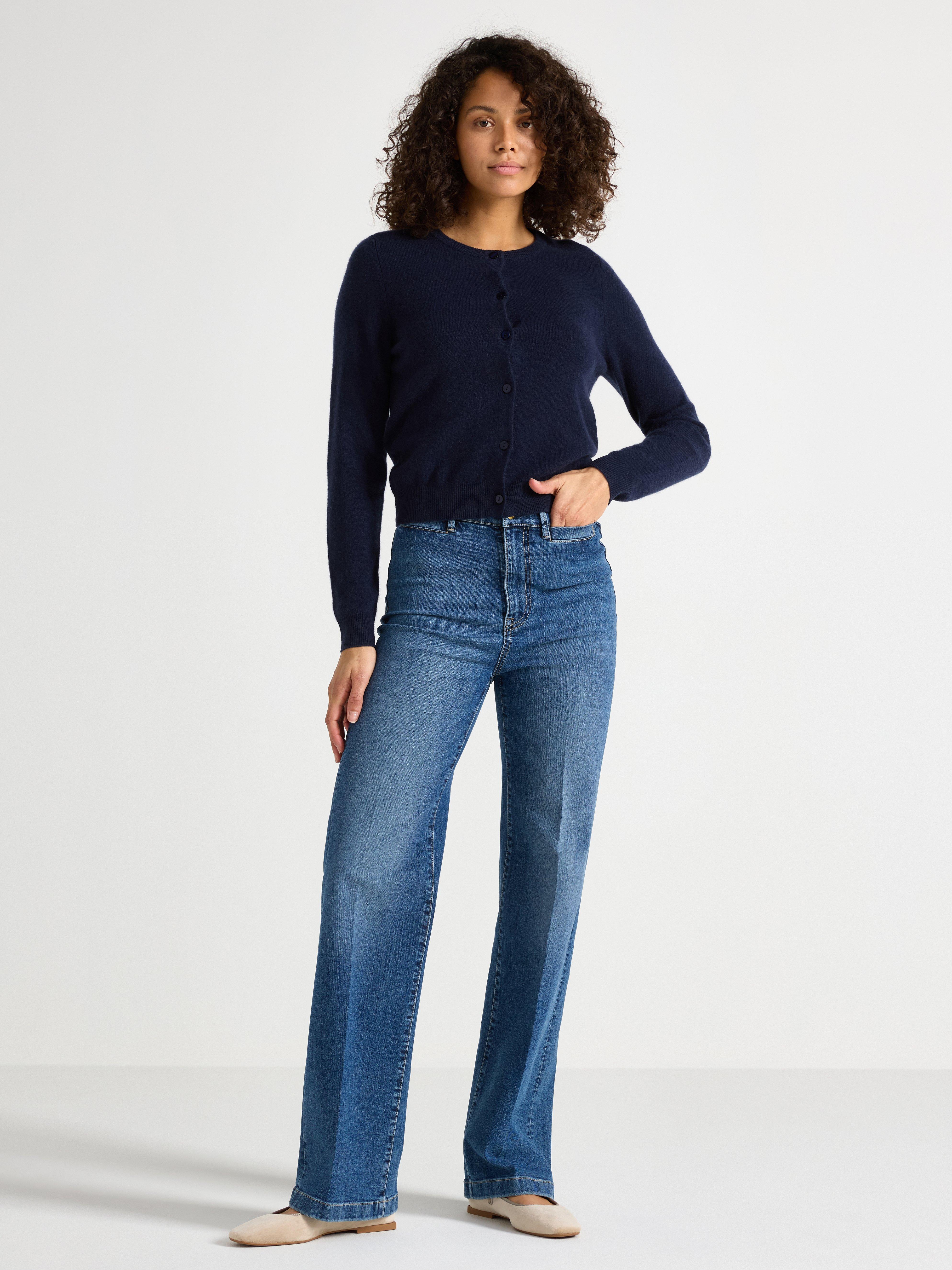 ŠIROKÉ strečové džíny s širokými nohavicemi Denim