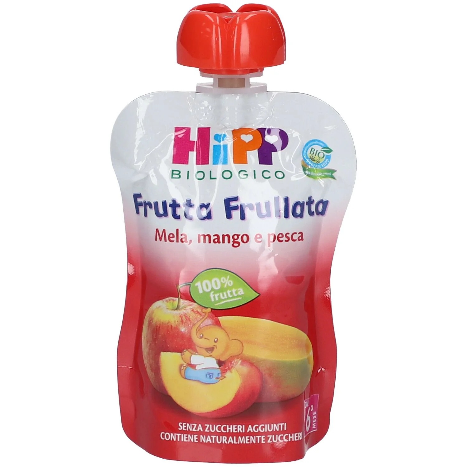 Purê de frutas orgânico HIPP sabor maçã/manga/pêssego 90g