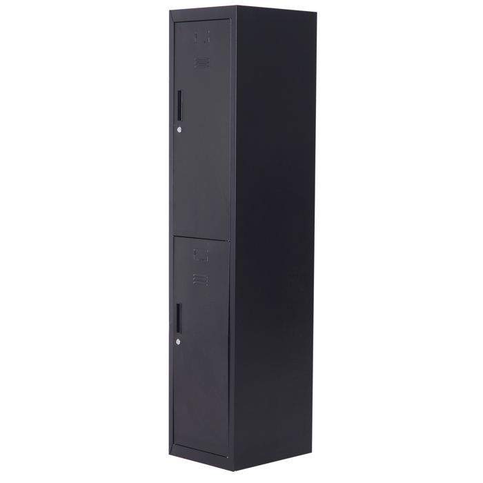 Metal locker cabinet - Vinsetto - lockable with 2 keys, 4 shelves - cold-rolled steel - 38 x 46 x 180 cm - black