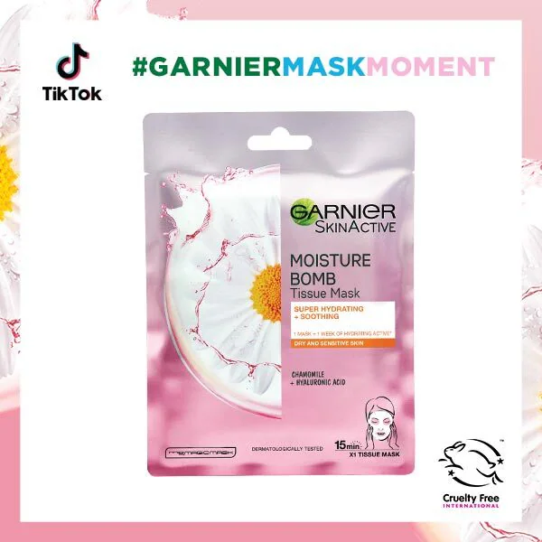Hydratačná pleťová maska Garnier Moisture Bomb Chamomile