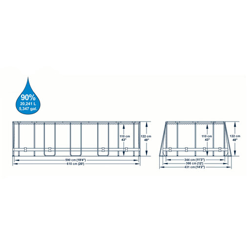 Piscine hors-sol tubulaire ovale en pierre Bestway Power Steel 610 x 366 x 122 cm + échelle