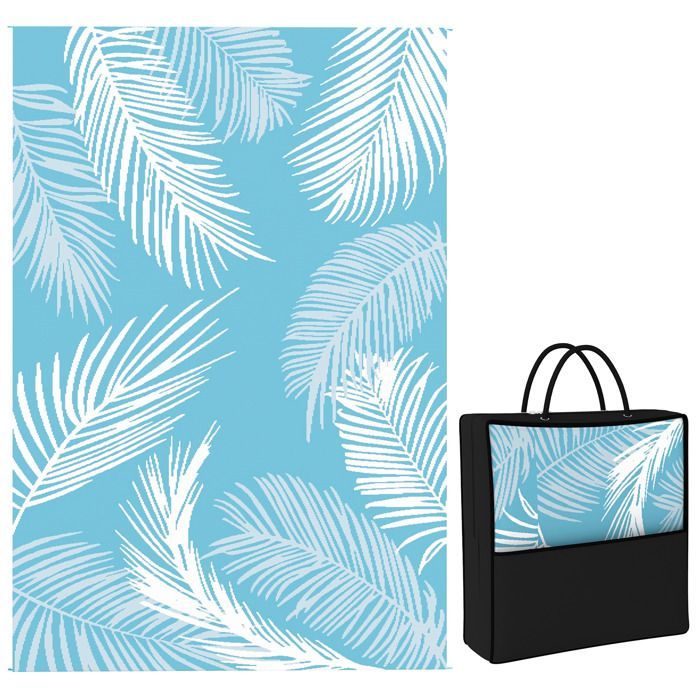 Alfombra de exterior - Outsunny - reversible - resistente a la intemperie - PP - 274x182cm - azul