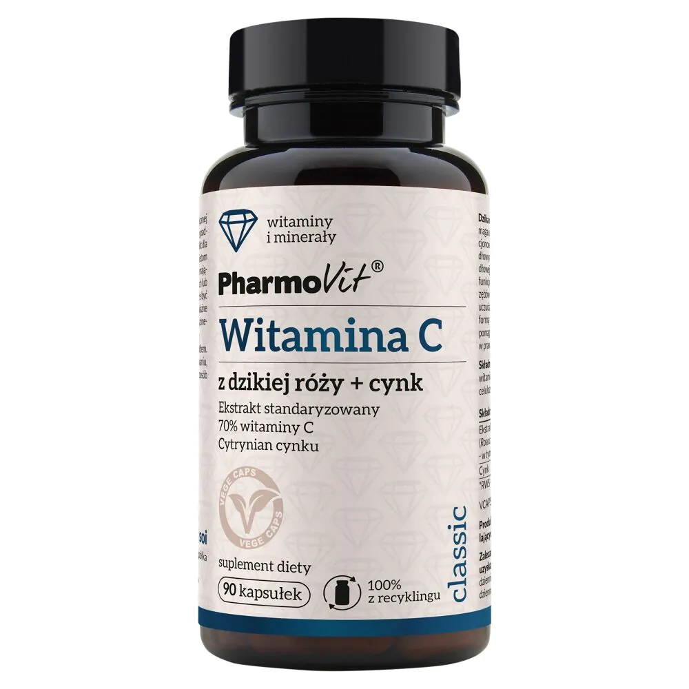 PharmoVit Classic Witamina C z dzikiej róży + Cynk Kapsułki