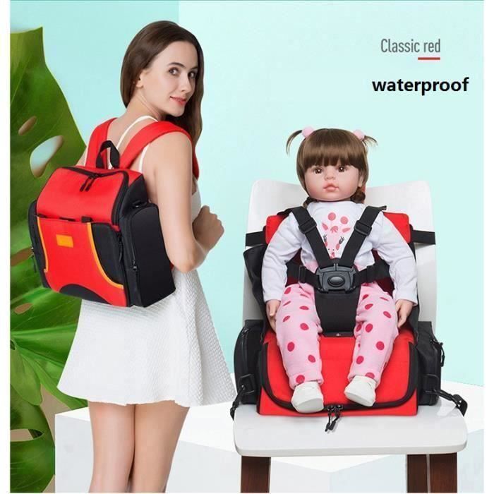 Réhausseur Siège de Table Pliable pour Bébé avec Harnais Sécurité 5-Point - Rouge rouge