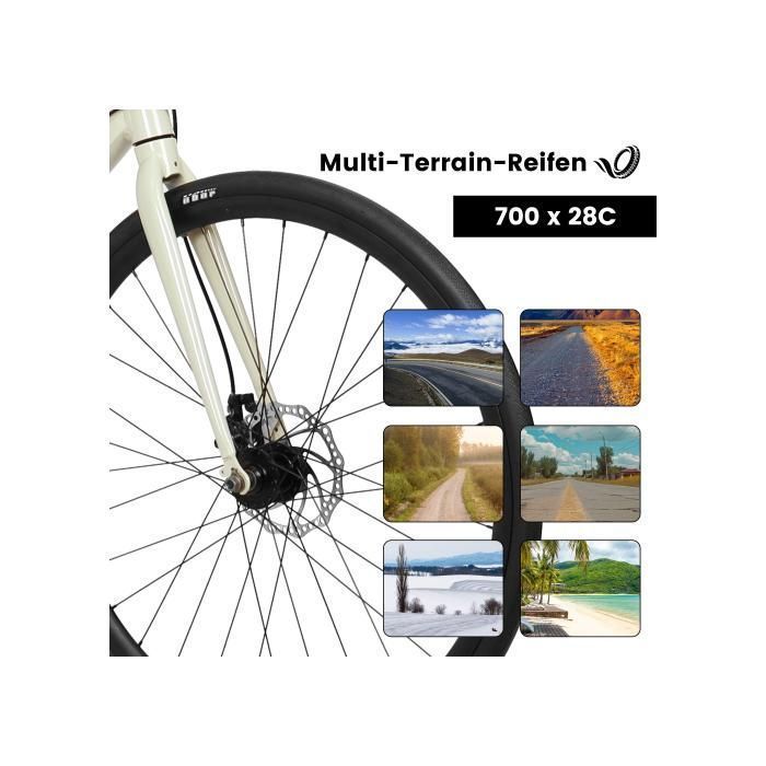 Vélo de ville -HJKJYX- 28 pouces unisexe - 24 vitesses - mécanisme de changement de vitesse - blanc