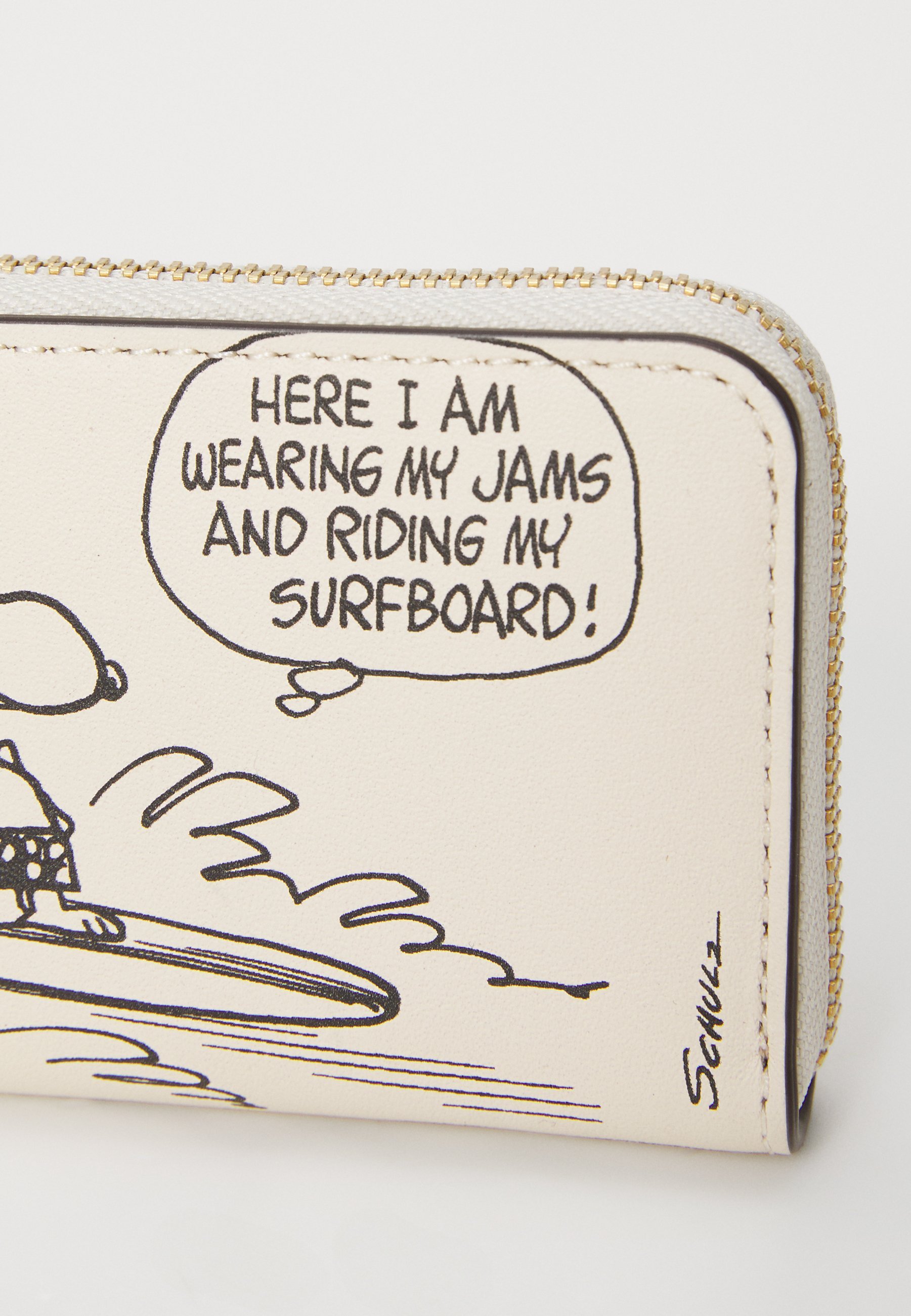 COACH COACH X PEANUTS SMALL ZIP AROUND CARD CARD CASE WITH NEWSPAPER PRINT - Peněženka - black