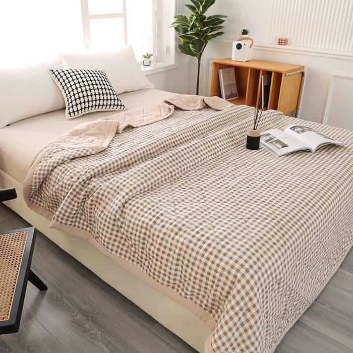 Copriletto trapuntato, copriletto a quadri, copriletto per tutte le stagioni, coperta, copriletto, etichetta trapuntata