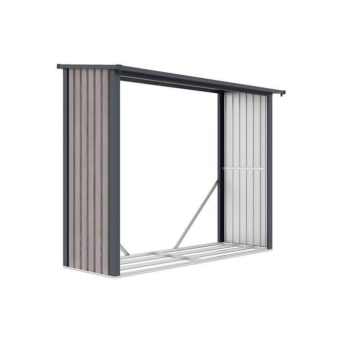 Leñero WINWOOD de acero galvanizado con efecto madera, 3,27 m³ - 4 unidades - L242 x D89 x H190 cm