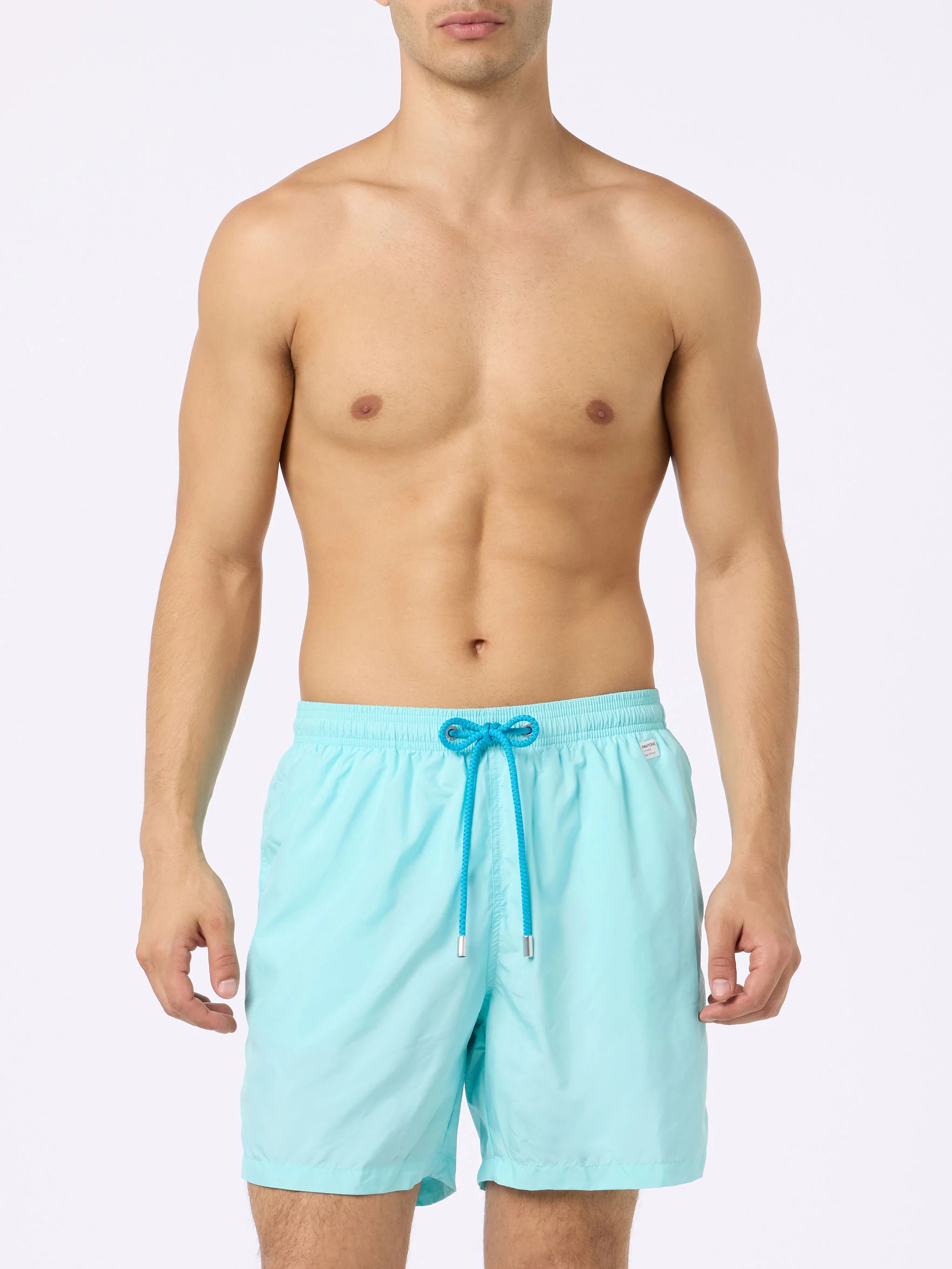 Man Lightweight Water Green Swim Shorts Lighting Pantone | Quick-Drying, Elastic Waist, Side Pockets, Magnetic Back Pocket | MC2 Saint Barth