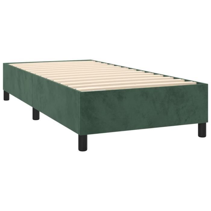 Base de cama con muelles MOTHINESSTO - Verde oscuro 90x200 cm - Terciopelo - Patas de cama incluidas