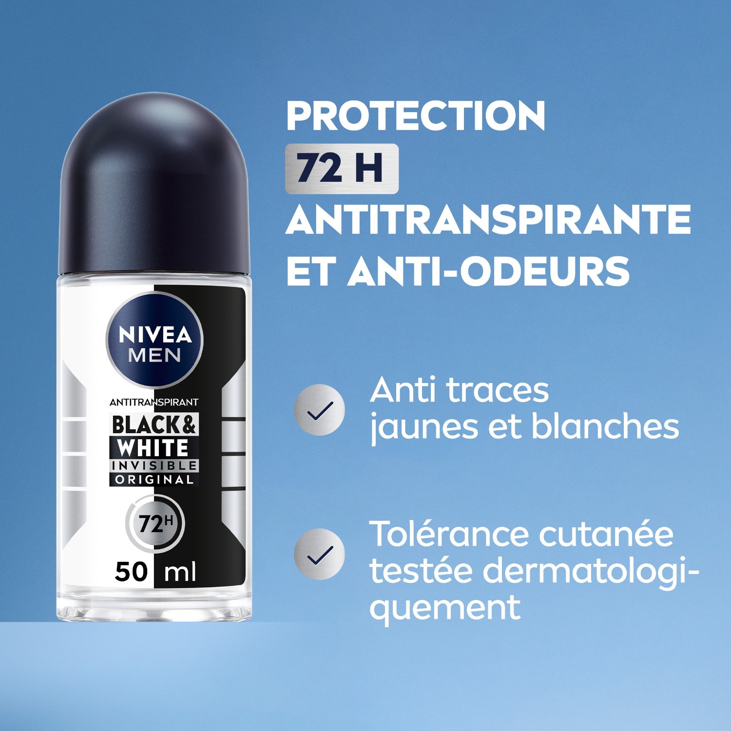 NIVEA Déodorant Bille homme Anti-transpirant anti-trace jaune et blanche 48H