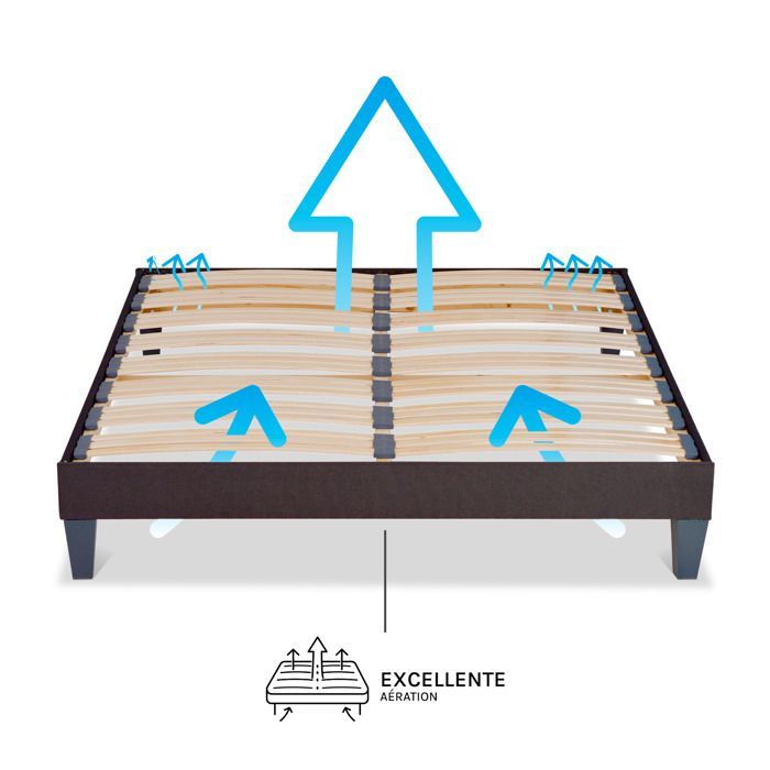 Wooden slatted bed base Kit15 200x200 cm Anthracite Grey Delivered as a kit