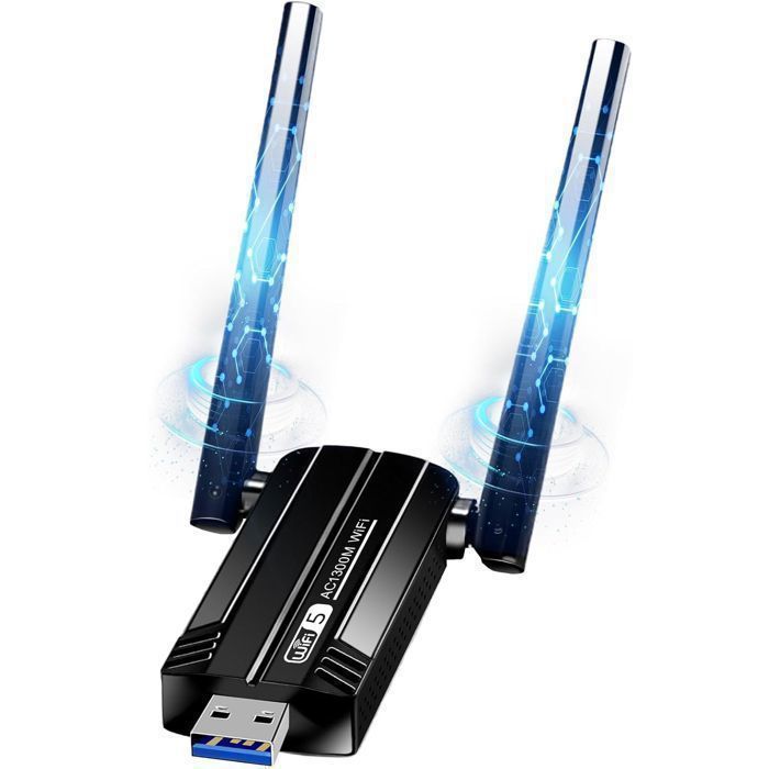 Adaptador WiFi potente, antena WiFi USB 3.0 de doble banda AC1300 Mbps, dongle WiFi 2.4G/5GHz, compatible con Windows 11/10/8/7/XP.