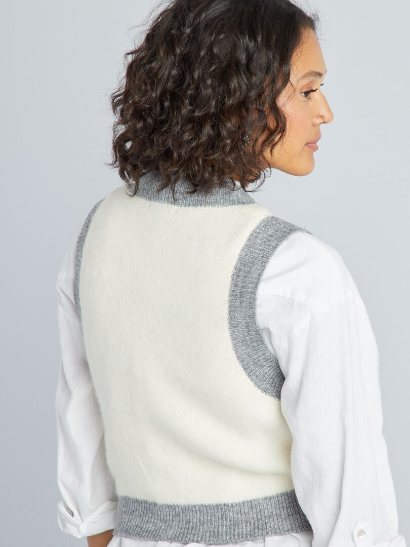 Pulover jacquard fără mâneci - GRI