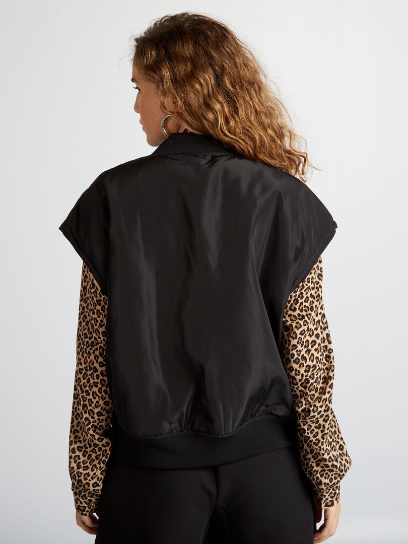 Jaqueta bomber sem mangas - Preta