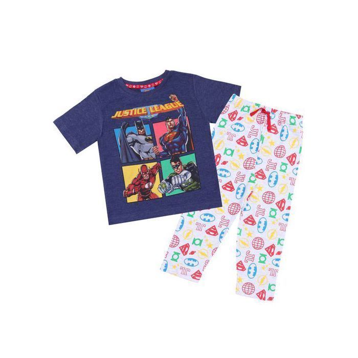 Justice League Jungen-Pyjama-Set mit langer Hose, Batman, Superman und Flash, 2-teilig, 116 cm