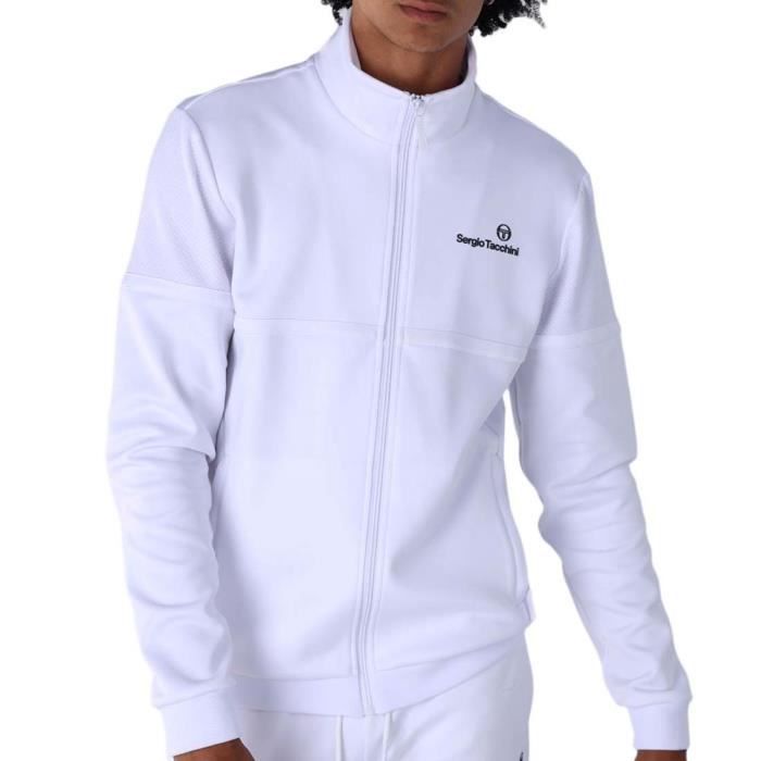 Veste de Survêtement Homme Sergio Tacchini Dijey Blanc - Respirante - Manches Longues - Pour Football Indoor