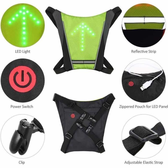 Mochila reflectante - FOLAYA - Gris - LED recargable - Seguridad para ciclismo - Impermeable