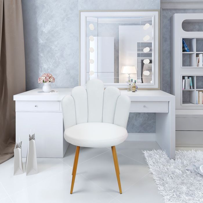 Tabouret de coiffeuse - CREMLANK - Chaise de maquillage - 50X50X80CM - Moderne - Robuste - Acier carbone - BLANC