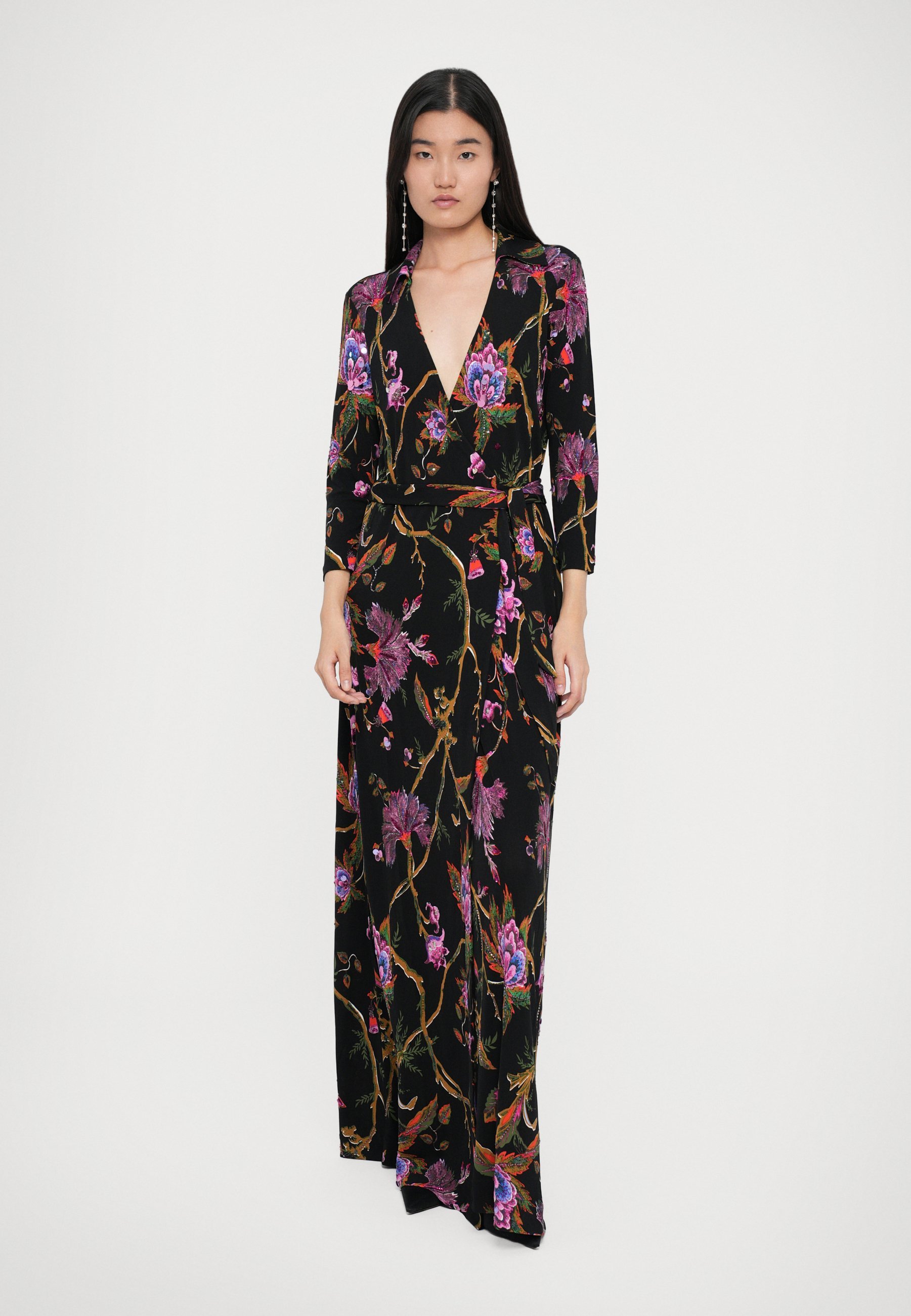Diane von Furstenberg ABIGAIL LANGE OVERSLAGJURK - Maxi-jurk - zwart