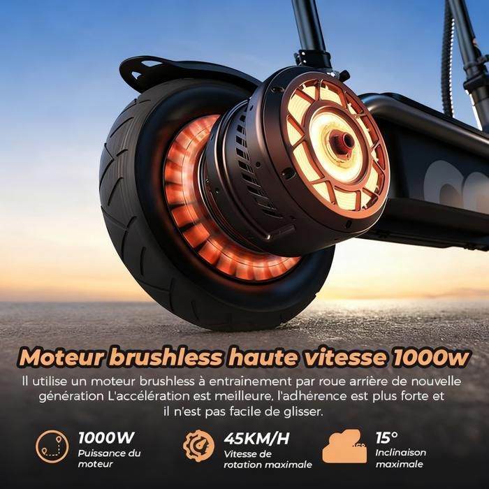 Patinete elétrico dobrável iScooter F3 com assento para adultos, motor de 1000W, autonomia de 60 km, bateria de 13 Ah e pneus de 10