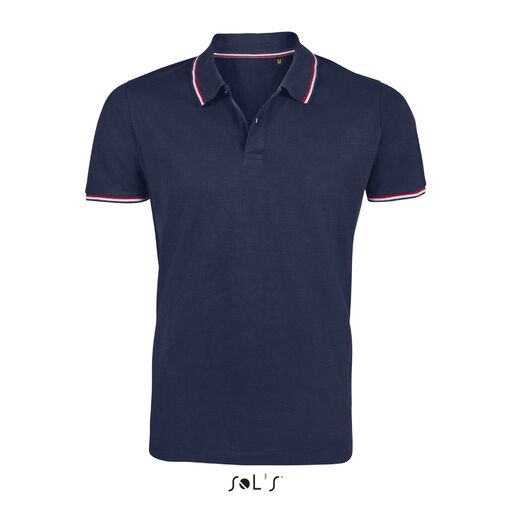 Herren-Polohemd der Marke Prestige mit kontrastierenden Streifen