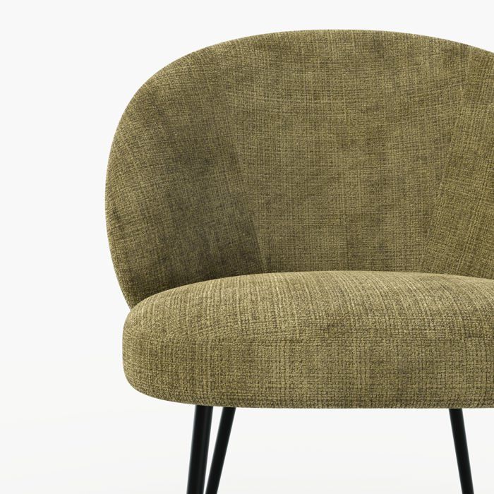 Chaise en velours chenillé vert olive et métal noir - Bloomy - Rendez-Vous Déco