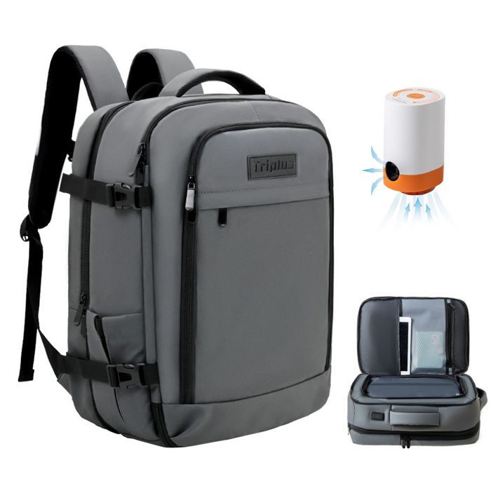 Sac à dos sous vide avec Pompe Air -  Sac de voyage | Bagage à Main 47 × 33 × 20 cm | Imperméable | gris
