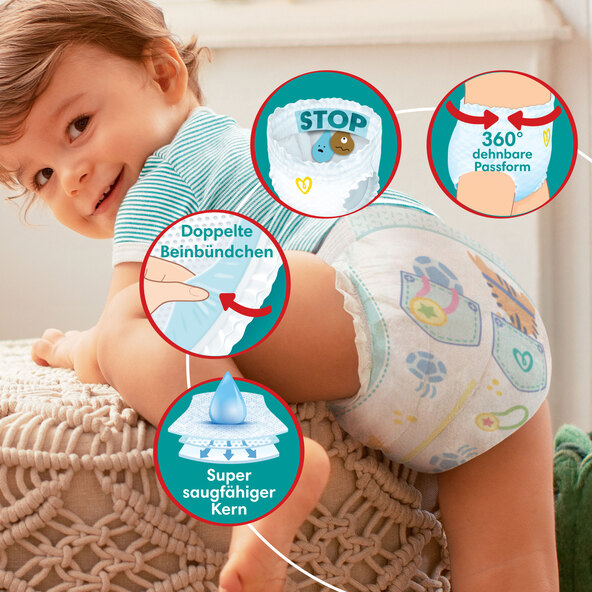 Fraldas Baby Dry Pants, Tamanho 5 Júnior, Pacote Maxi, Conjunto com 2 unidades