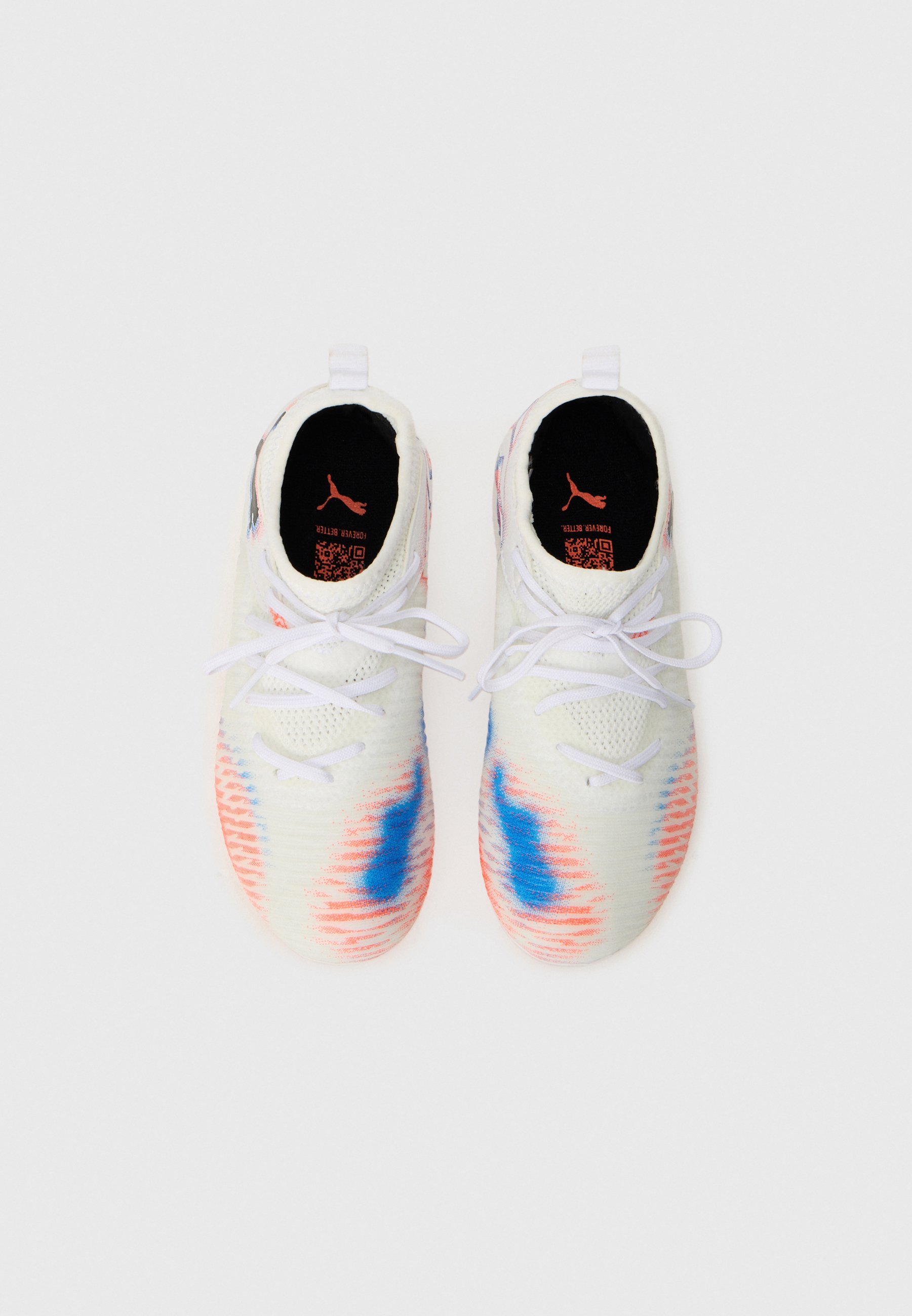Puma FUTURE 8 UNISEXE - Chaussures de football en salle - blanc/noir/rouge fluorescent