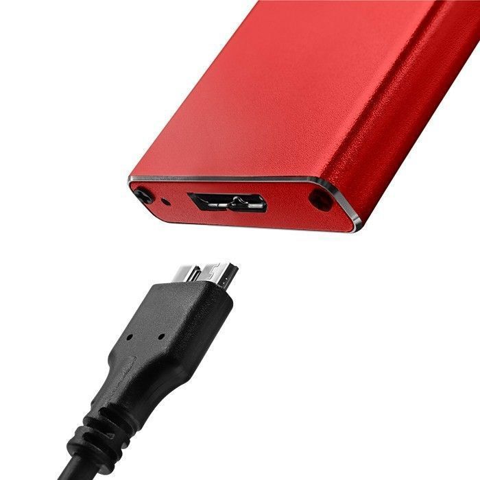 Disco rígido SSD externo - Qoltec - 51831 - 2 TB - USB 3.0 - Vermelho - Super Velocidade 5 Gb/s