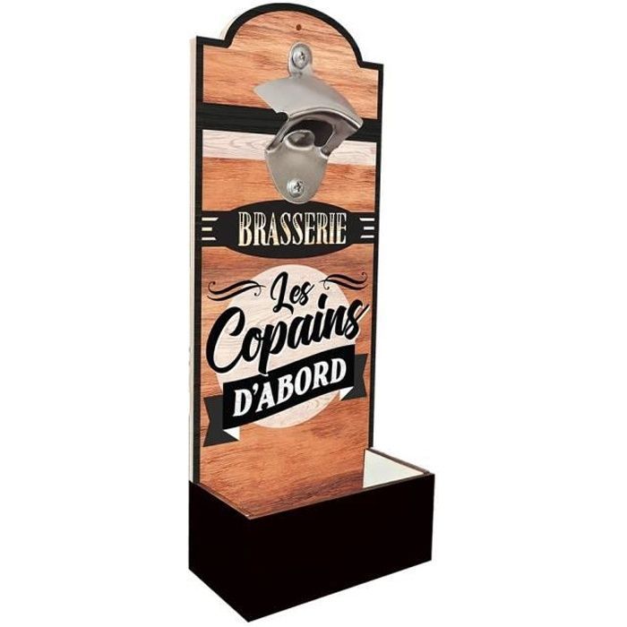 Décapsuleur mural - Brasserie les Copains d'abord - Bois - 30x12x6cm - Récupérateur de capsules