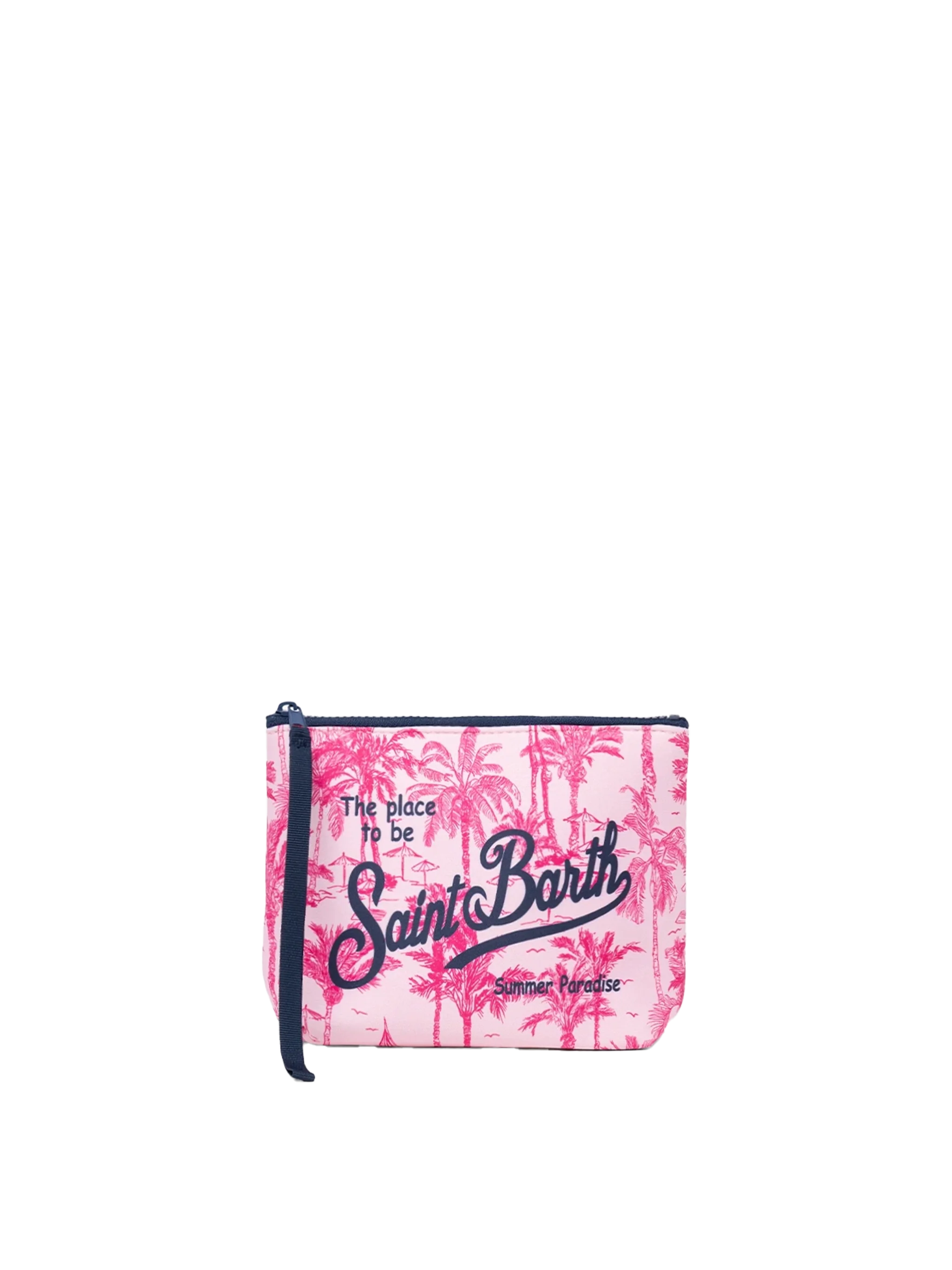 Aline clutch tas van scuba-stof met toile de jouy-print.