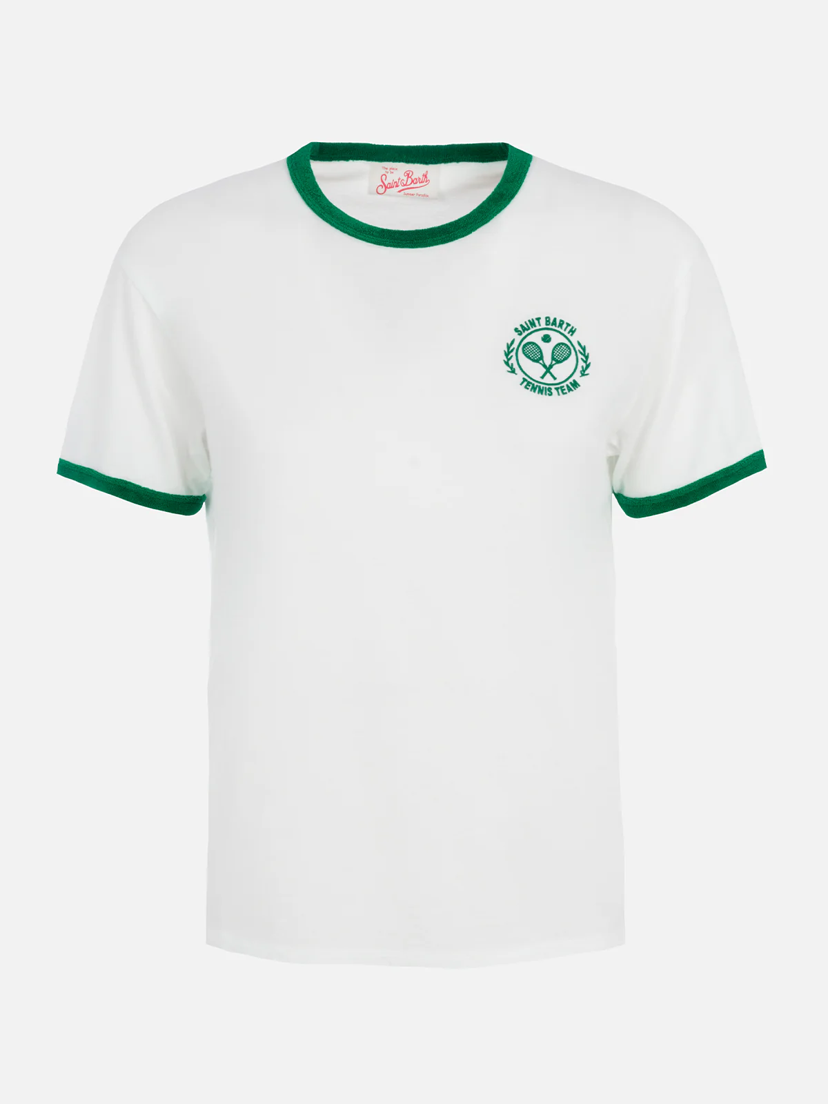 Dames Emilie katoenen jersey T-shirt met ronde hals en details in