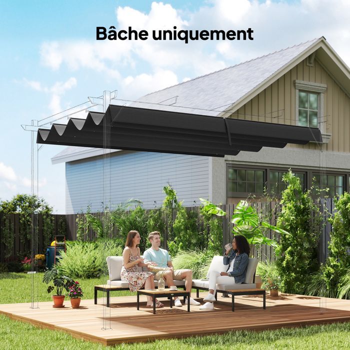 Toile de toit de rechange pour pergola - Outsunny - toile de remplacement protection solaire anti-UV 30+ pour pergola de 3 x 2 m