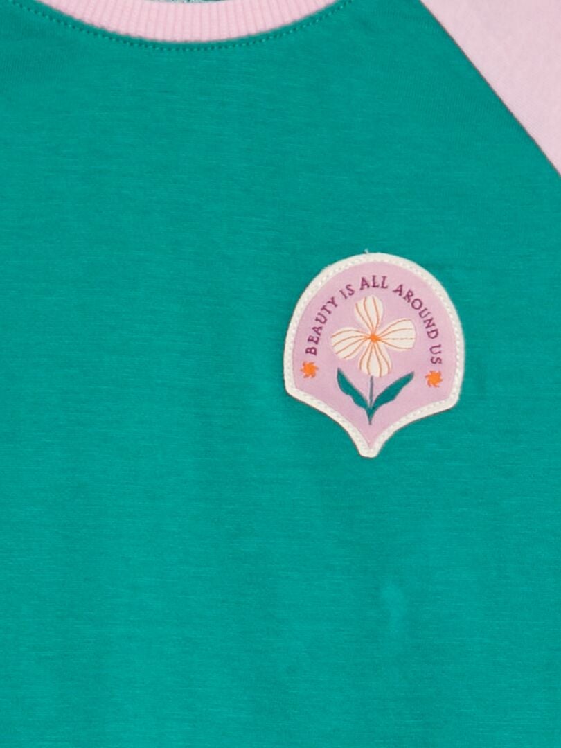Camiseta de algodón de cuello redondo - VERDE