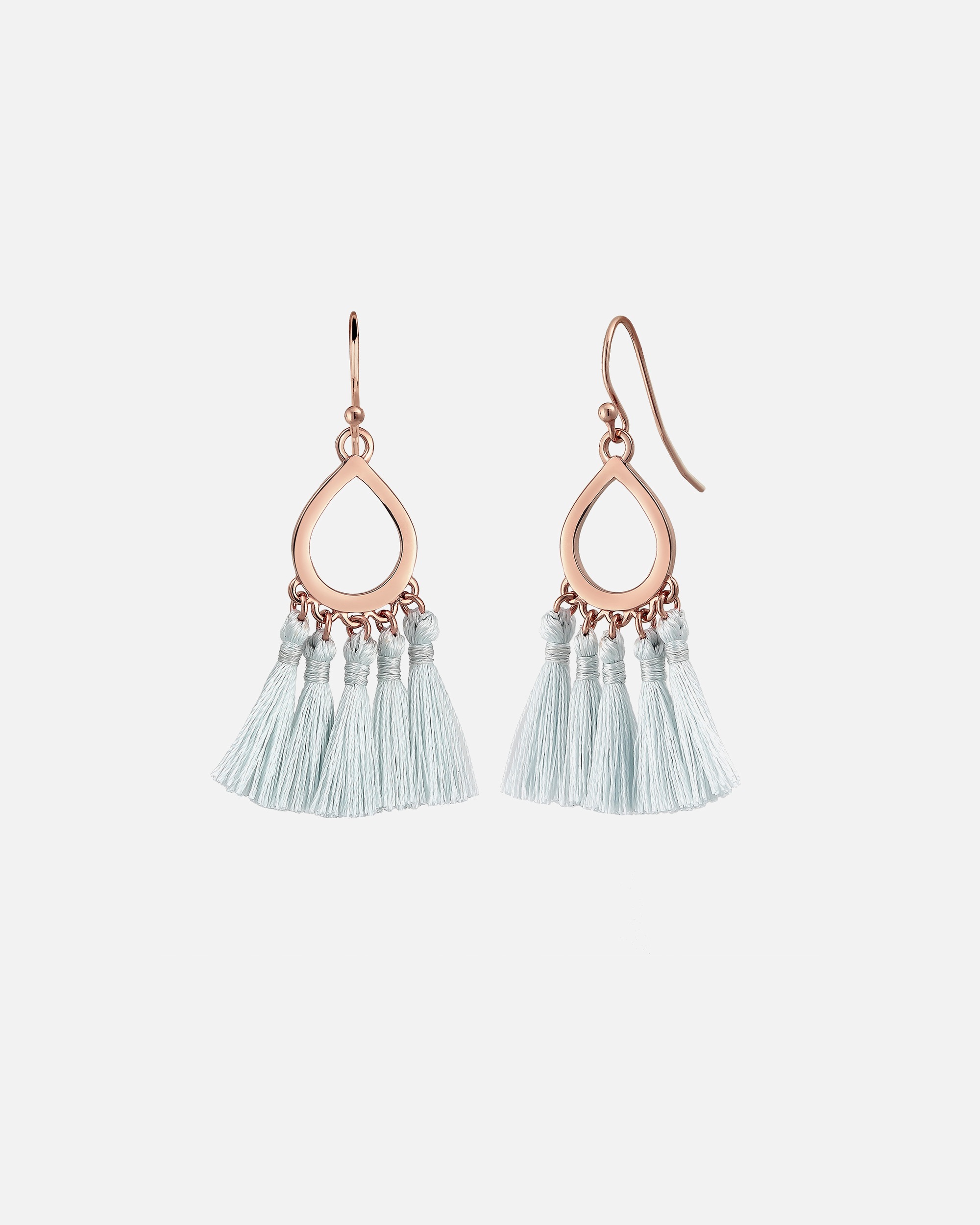 Elli Forme de Goutte Boho Festival Pompon Bleu Boucles d'Oreilles Femme (925/1000) Argent
